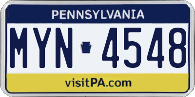PA license plate MYN4548