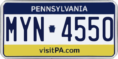 PA license plate MYN4550