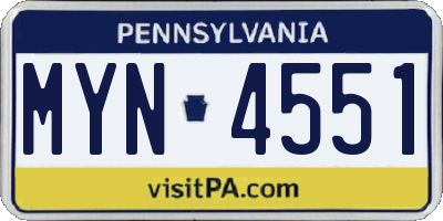 PA license plate MYN4551