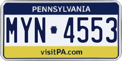 PA license plate MYN4553