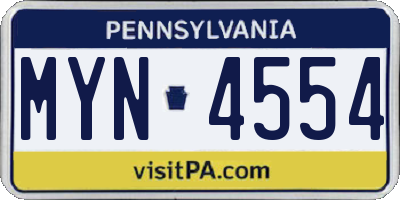 PA license plate MYN4554
