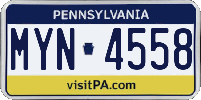 PA license plate MYN4558