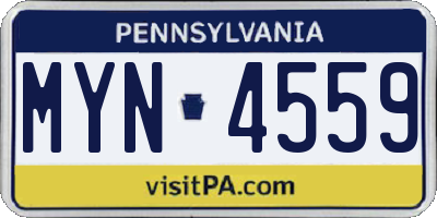 PA license plate MYN4559