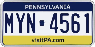 PA license plate MYN4561