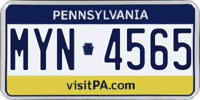 PA license plate MYN4565