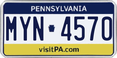 PA license plate MYN4570
