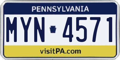 PA license plate MYN4571