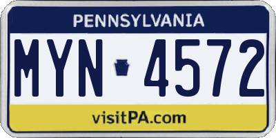 PA license plate MYN4572