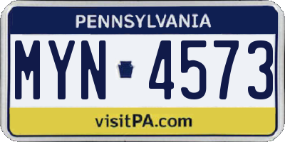 PA license plate MYN4573