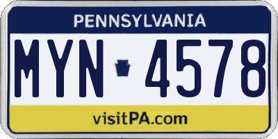 PA license plate MYN4578