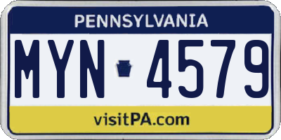 PA license plate MYN4579