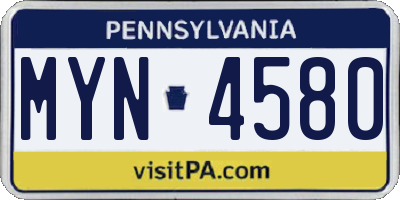PA license plate MYN4580