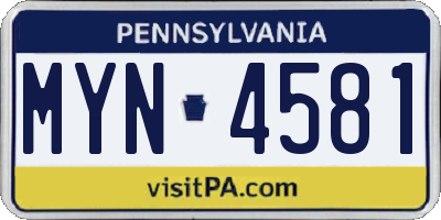 PA license plate MYN4581