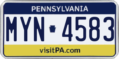 PA license plate MYN4583