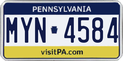 PA license plate MYN4584