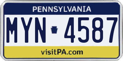 PA license plate MYN4587