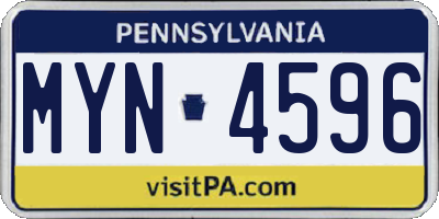 PA license plate MYN4596