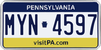 PA license plate MYN4597
