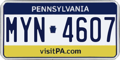 PA license plate MYN4607
