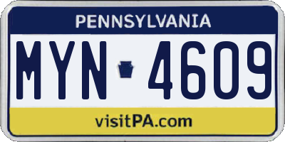 PA license plate MYN4609