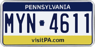 PA license plate MYN4611