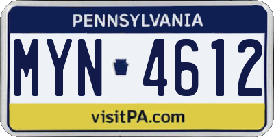 PA license plate MYN4612