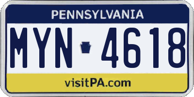 PA license plate MYN4618