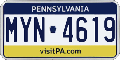 PA license plate MYN4619