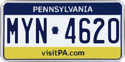 PA license plate MYN4620