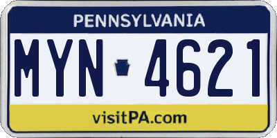 PA license plate MYN4621