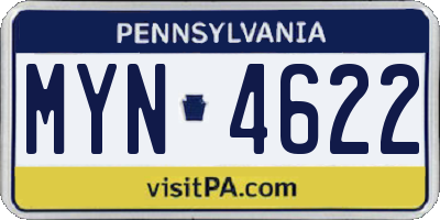 PA license plate MYN4622