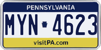 PA license plate MYN4623