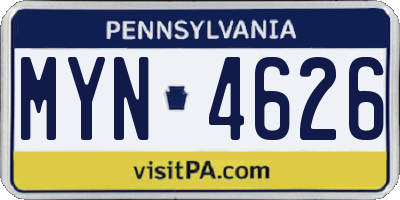 PA license plate MYN4626
