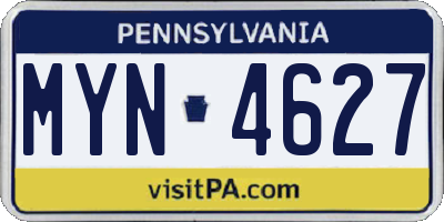 PA license plate MYN4627