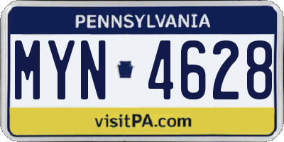 PA license plate MYN4628