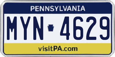 PA license plate MYN4629