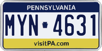 PA license plate MYN4631