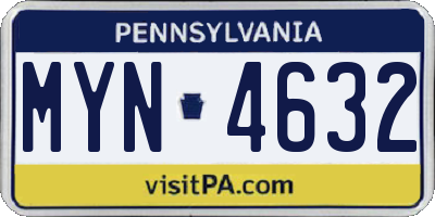 PA license plate MYN4632
