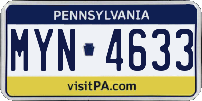 PA license plate MYN4633