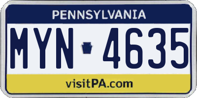 PA license plate MYN4635