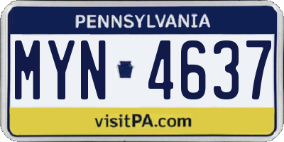 PA license plate MYN4637