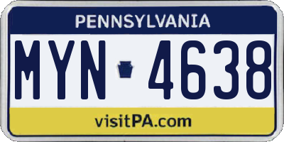 PA license plate MYN4638