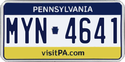 PA license plate MYN4641