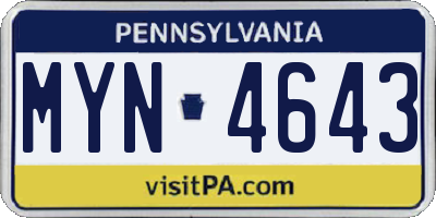 PA license plate MYN4643