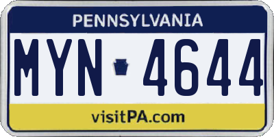 PA license plate MYN4644