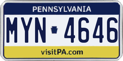 PA license plate MYN4646