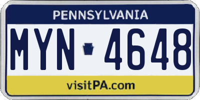 PA license plate MYN4648