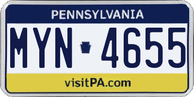 PA license plate MYN4655
