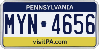 PA license plate MYN4656