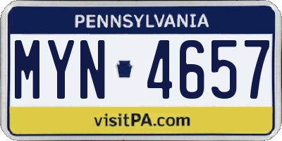 PA license plate MYN4657